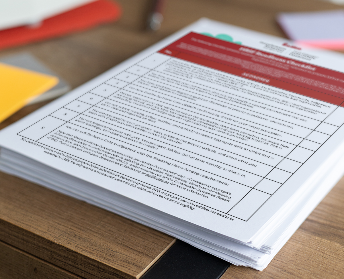 Pile of printed HRIF checklists