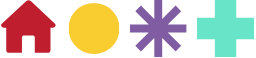 A house, circle, asterisk, and a plus sign