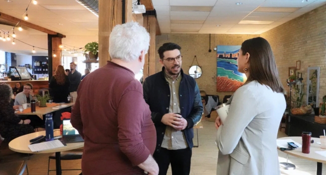 People talking at the report launch event