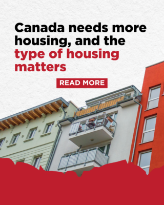 Photo of building and text inviting you to click to read more about the need for more affordable and supportive housing